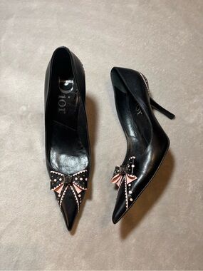 Christian Dior Vintage Pointed-toe Pump Heels with Pink Bows